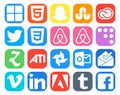 20 Social Media Icon Pack Including vimeo. outlook. tweet. photo. zootool