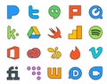 20 Social Media Icon Pack Including vimeo. swarm. swift. adobe. creative cloud Royalty Free Stock Photo