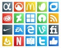 20 Social Media Icon Pack Including vine. sports. deviantart. ea. nike