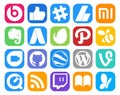 20 Social Media Icon Pack Including vine. wordpress. adwords. google earth. google duo