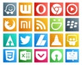 20 Social Media Icon Pack Including vlc. adsense. xiaomi. tweet. forrst