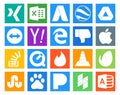 20 Social Media Icon Pack Including vlc. quicktime. edge. overflow. question Royalty Free Stock Photo
