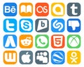20 Social Media Icon Pack Including wattpad. html. chat. whatsapp. adwords