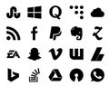 20 Social Media Icon Pack Including wattpad. vimeo. paypal. snapchat. ea Royalty Free Stock Photo