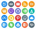 20 Social Media Icon Pack Including waze. google allo. wattpad. facebook. forrst