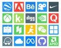 20 Social Media Icon Pack Including waze. messenger. nvidia. wechat. houzz