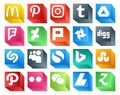 20 Social Media Icon Pack Including wechat. path. photo. stumbleupon. simple