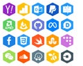 20 Social Media Icon Pack Including wechat. stumbleupon. github. swift. facebook