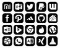 20 Social Media Icon Pack Including whatsapp. utorrent. adidas. tinder. bing