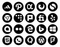 20 Social Media Icon Pack Including whatsapp. windows. plurk. bing. flickr