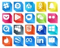 20 Social Media Icon Pack Including windows. html. apps. myspace. flickr