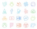 20 Social Media Icon Pack Including xbox. messenger. msn. word. youtube Royalty Free Stock Photo