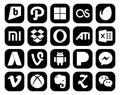 20 Social Media Icon Pack Including xbox. vimeo. ati. messenger. android