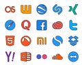 20 Social Media Icon Pack Including xiaomi. html. question. tweet. adobe