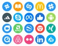 20 Social Media Icon Pack Including xing. google earth. chat. amd. android Royalty Free Stock Photo
