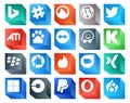 20 Social Media Icon Pack Including xing. tinder. ati. picasa. kickstarter