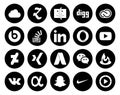 20 Social Media Icon Pack Including xing. video. stockoverflow. youtube. linkedin