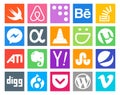 20 Social Media Icon Pack Including yahoo. ati. messenger. utorrent. player Royalty Free Stock Photo