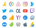 20 Social Media Icon Pack Including yahoo. messenger. electronics arts. twitch. youtube Royalty Free Stock Photo