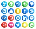 20 Social Media Icon Pack Including yelp. linkedin. facebook. disqus. quora