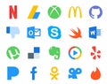 20 Social Media Icon Pack Including yelp. windows media player. skype. evernote. utorrent