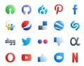 20 Social Media Icon Pack Including youtube. app net. google earth. dislike. tweet