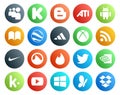 20 Social Media Icon Pack Including youtube. nvidia. xbox. tweet. tinder