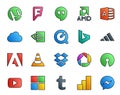 20 Social Media Icon Pack Including youtube. picasa. bing. dropbox. media