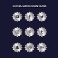 Social Media Icon Packs Badge Silver Royalty Free Stock Photo