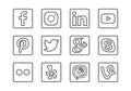 Social Media Outline Icon Set wit
