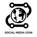 Social media icon vector isolated on white background, logo concept of Social media sign on transparent background, black filled Royalty Free Stock Photo
