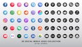 Social media icon or vector set collection set with facebook, instagram, twitter, tiktok, youtube modern circle logos
