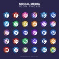 Social media icon or vector set collection set with facebook, instagram, twitter, tiktok, youtube modern logos