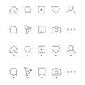 Social media icon vector set. instagram style. share like heart message bubble chat sign symbol. love web. communication network. Royalty Free Stock Photo