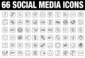 66 Social Media Icons black Royalty Free Stock Photo