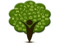 Social media icons branches and human trees Royalty Free Stock Photo