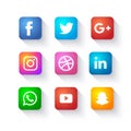 Social media icons buttons with vector illustrations