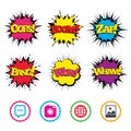 Social media icons. Chat speech bubble and Globe. Royalty Free Stock Photo