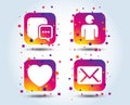 Social media icons. Chat speech bubble and Mail. Royalty Free Stock Photo