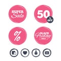 Social media icons. Chat speech bubble and Mail. Royalty Free Stock Photo