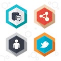 Social media icons. Chat speech bubble and Share Royalty Free Stock Photo