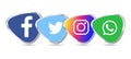 Social media icons 3d facebook, instagram, whatsapp, twitter