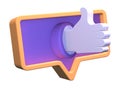 Social media icons 3d render. Like heart illustration social media notification