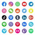 Social media icons. Facebook, Instagram, Twitter, Youtube, Pinterest, Behance, Vimeo, Google, Skype, Viber, TikTok, Whatsapp,