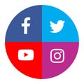 Social media icons facebook twitter instagram youtube vector illustration