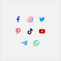 Social media icons, Facebook, WhatsApp, Twitter, Instagram, YouTube, Pinterest, tictok icons Royalty Free Stock Photo