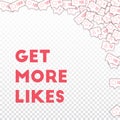 Social media icons. Get more likes concept. Falling counter comment friend notification. Great abstr