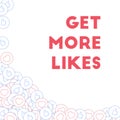 Social media icons. Get more likes concept. Falling scattered thumbs up hearts. Excellent abstract l