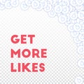 Social media icons. Get more likes concept. Falling scattered thumbs up. Indelible abstract right to Royalty Free Stock Photo