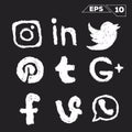 Social media icons hand drawn Royalty Free Stock Photo